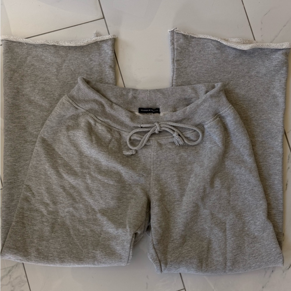 Brandy Melville Light Grey Drawstring Wide Leg Sweatpants Pre-Cut-Off